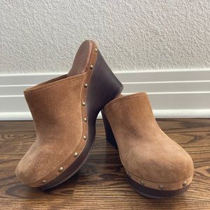 UGG suede platform clogs
